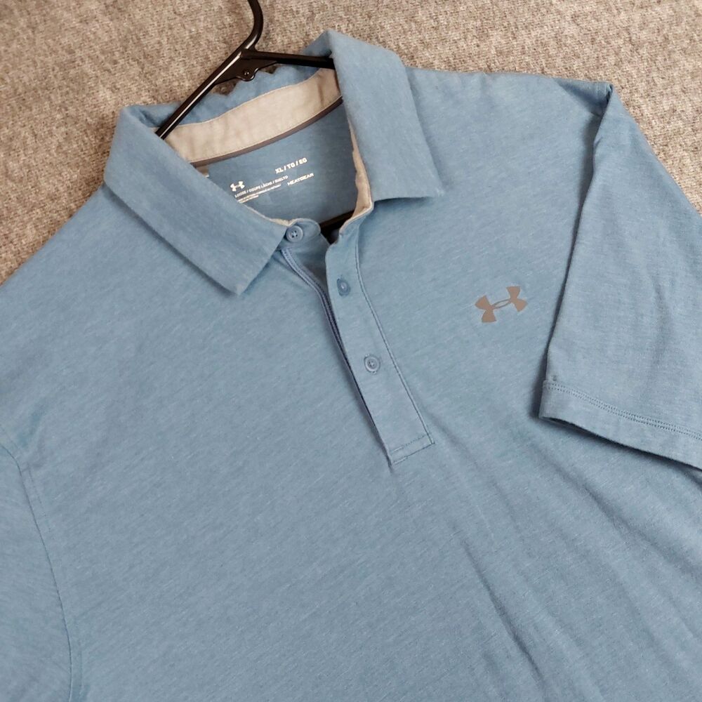 Under Armour Charged Scramble Polo Mens XL Blue 1281003 Golf Heatgear Loose